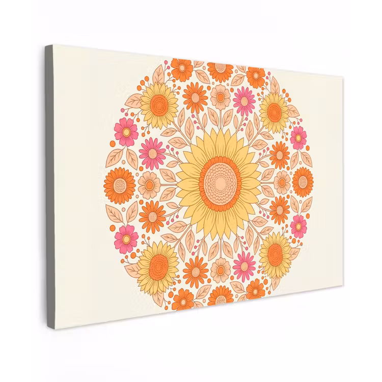Bloemen - Mandala - Patroon - Kleurrijk canvas 2cm klein -z3d