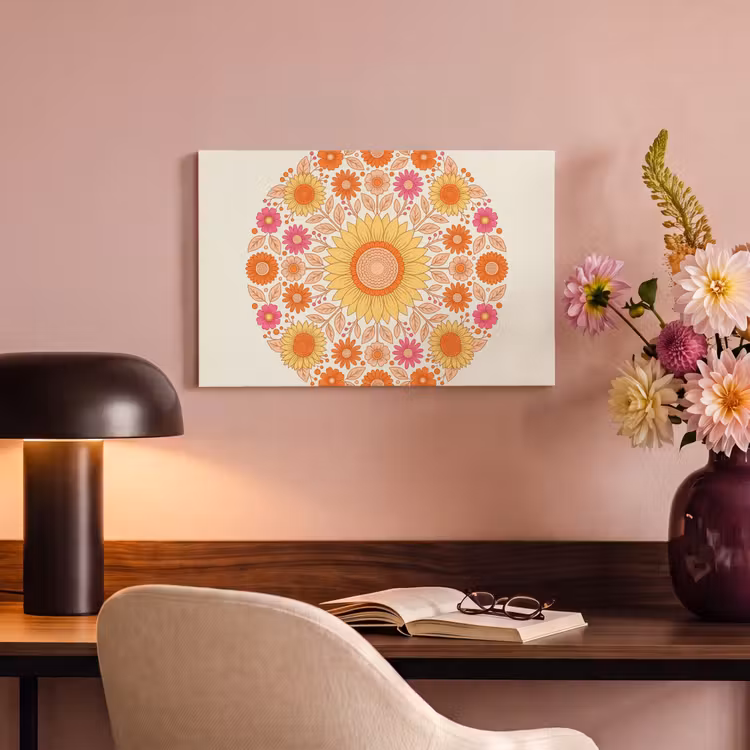 Bloemen - Mandala - Patroon - Kleurrijk canvas 2cm klein -sfeer4