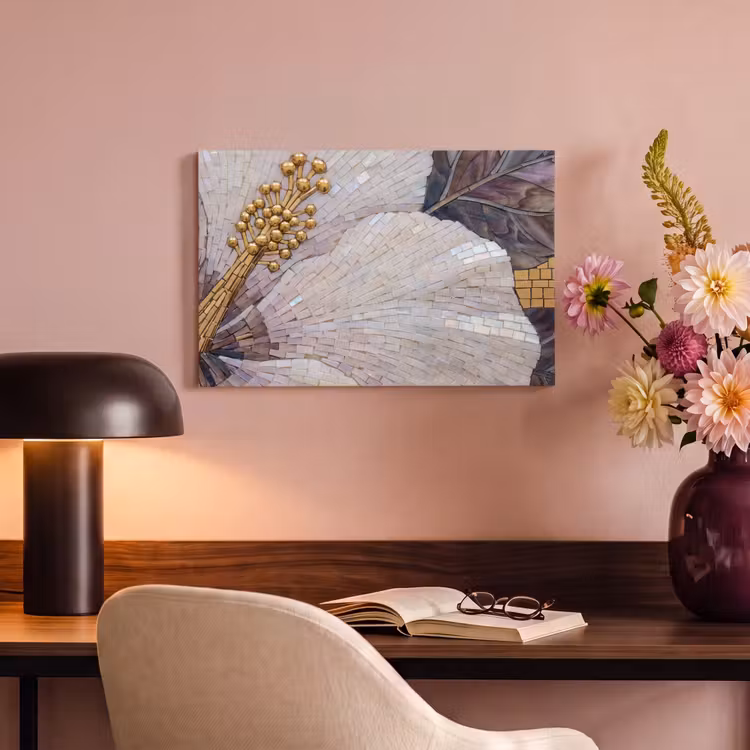 Bloemen - Mozaïek - Kunst - Modern - Goud canvas 2cm klein -sfeer4