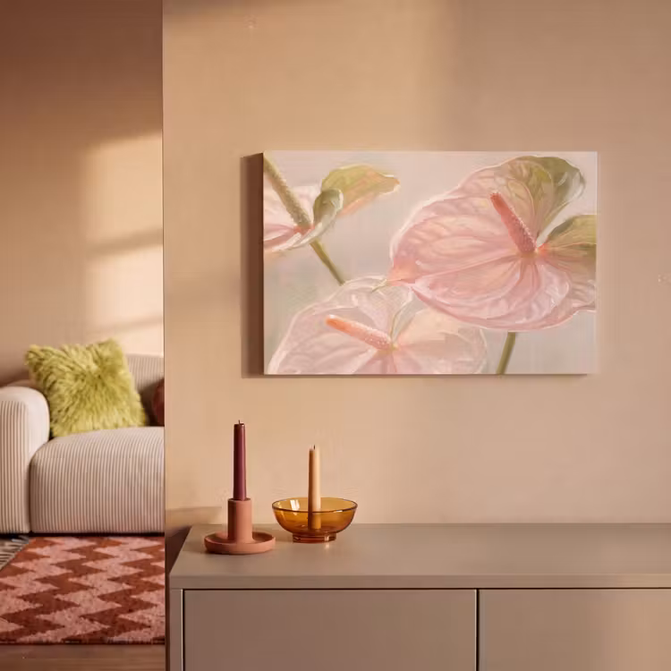 Bloemen - Pastel - Abstract - Natuur - Groen canvas 2cm klein -sfeer1