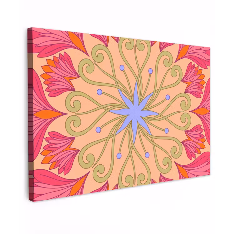 Bloemen - Patroon - Abstract - Roze - Decoratief canvas 2cm klein -z3d