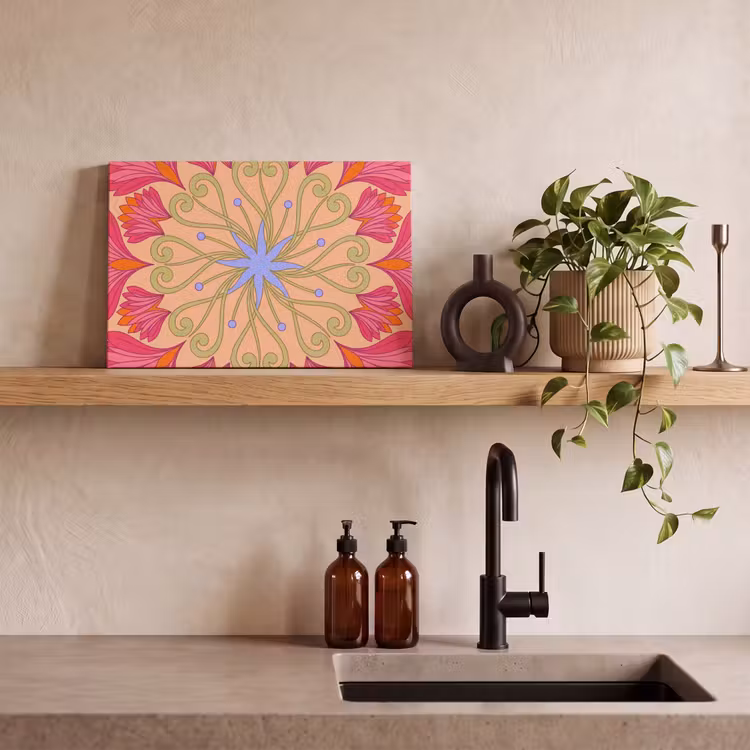 Bloemen - Patroon - Abstract - Roze - Decoratief canvas 2cm klein -sfeer3