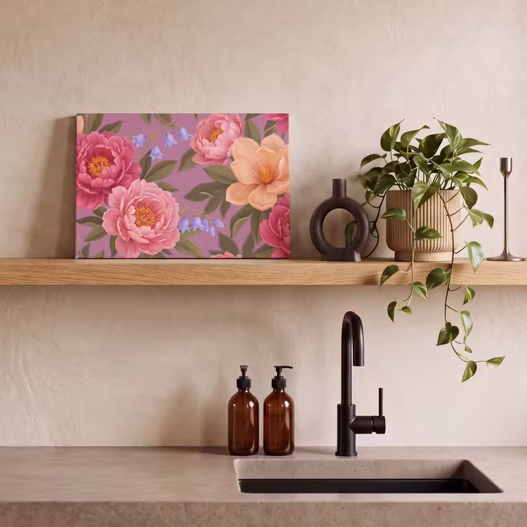 Bloemen - Patroon - Illustratie - Roze canvas 2cm klein -sfeer3