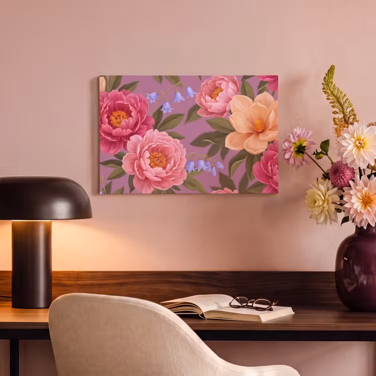 Bloemen - Patroon - Illustratie - Roze canvas 2cm klein -sfeer4