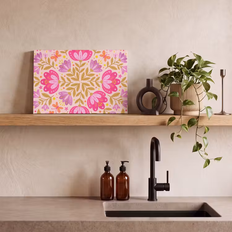 Bloemen - Patroon - Natuur - Abstract - Roze canvas 2cm klein -sfeer3