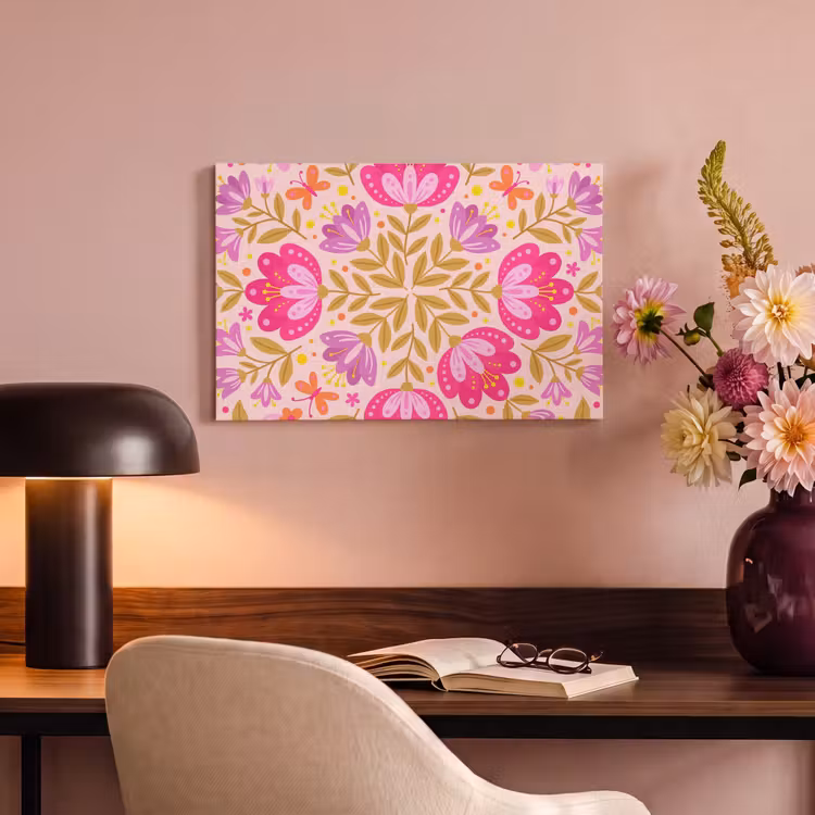 Bloemen - Patroon - Natuur - Abstract - Roze canvas 2cm klein -sfeer4