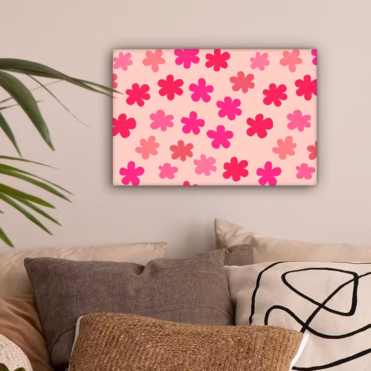 Bloemen - Patroon - Roze canvas 2cm klein -sfeer1