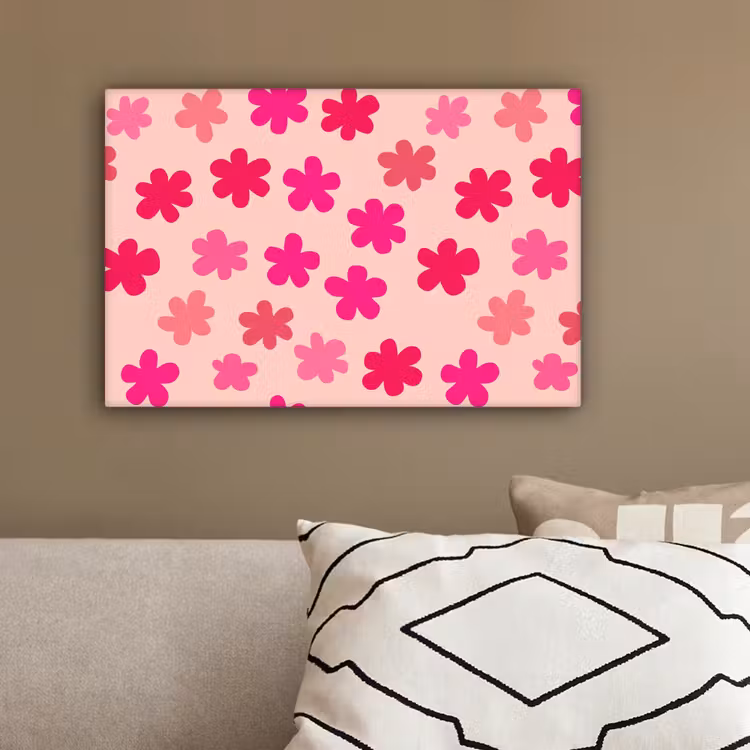 Bloemen - Patroon - Roze canvas 2cm klein -sfeer3