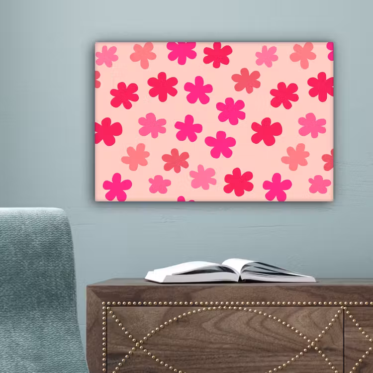 Bloemen - Patroon - Roze canvas 2cm klein -sfeer4