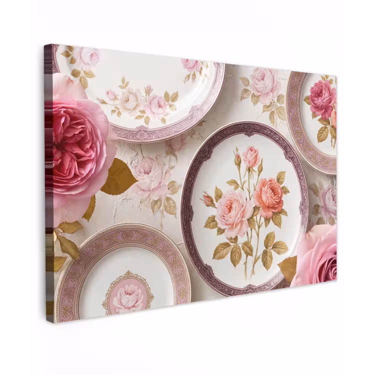 Bloemen - Patroon - Vintage - Roze - Decoratie canvas 2cm klein -z3d