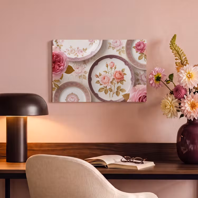 Bloemen - Patroon - Vintage - Roze - Decoratie canvas 2cm klein -sfeer4