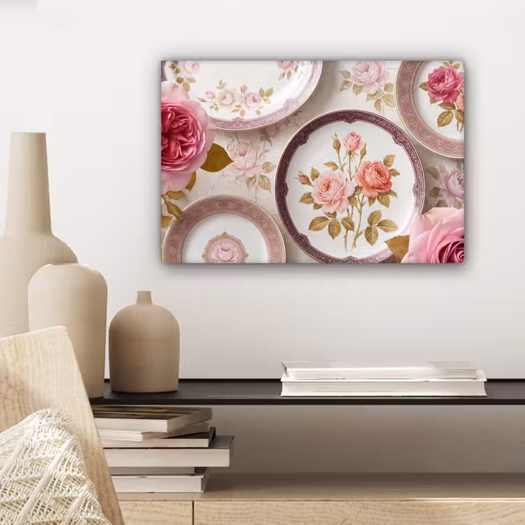 Bloemen - Patroon - Vintage - Roze - Decoratie canvas 2cm klein -sfeer6