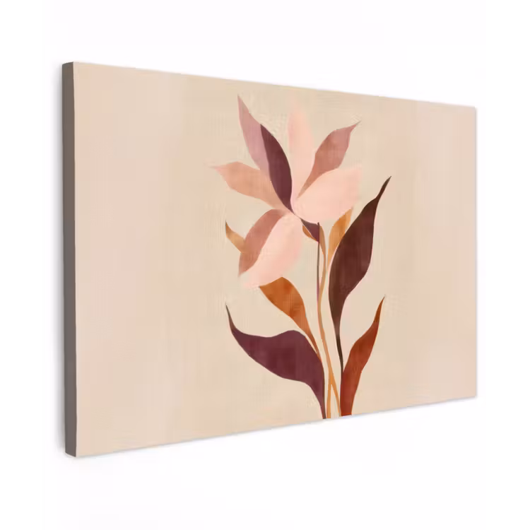 Bloemen - Blaadjes - Minimalistisch - Roze canvas 2cm klein -z3d
