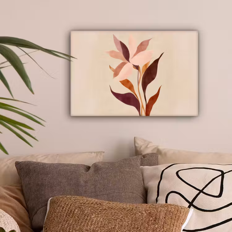 Bloemen - Blaadjes - Minimalistisch - Roze canvas 2cm klein -sfeer1