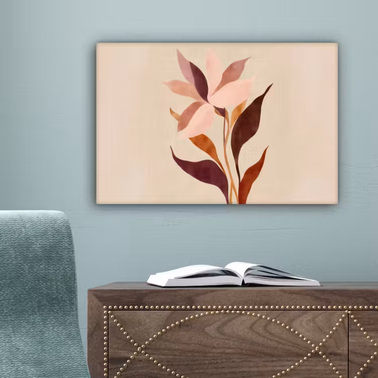 Bloemen - Blaadjes - Minimalistisch - Roze canvas 2cm klein -sfeer4