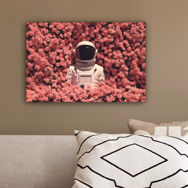 Bloemen - Roze - Astronaut canvas 2cm klein -sfeer3