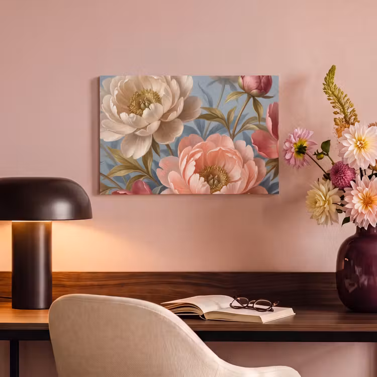 Bloemen - Roze - Beige - Modern - Natuur canvas 2cm klein -sfeer4