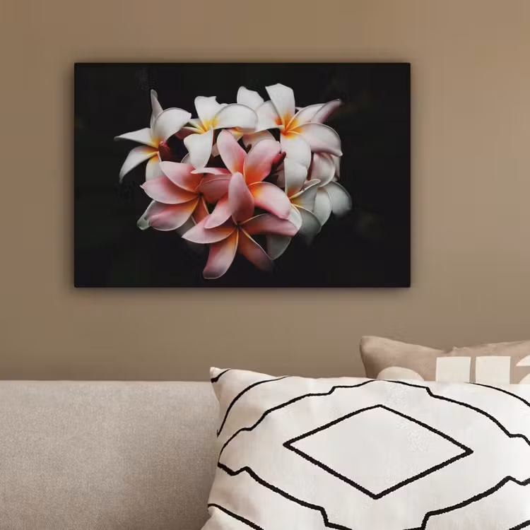 Bloemen - Roze - Zwart - Flora - Botanisch canvas 2cm klein -sfeer3