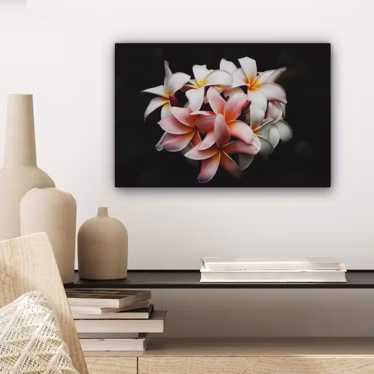 Bloemen - Roze - Zwart - Flora - Botanisch canvas 2cm klein -sfeer6