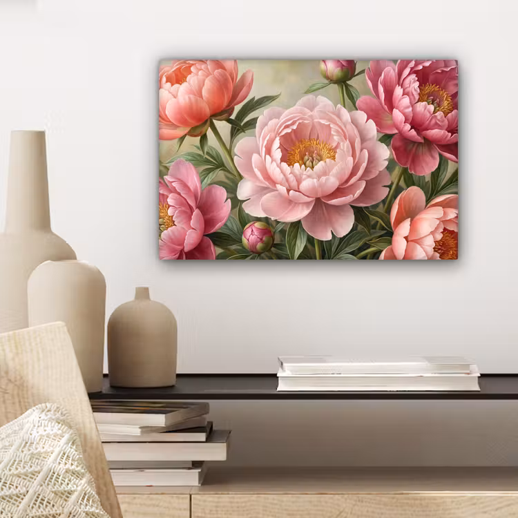Bloemen - Roze - Klassiek - Gedetailleerd - Natuur canvas 2cm klein -sfeer6
