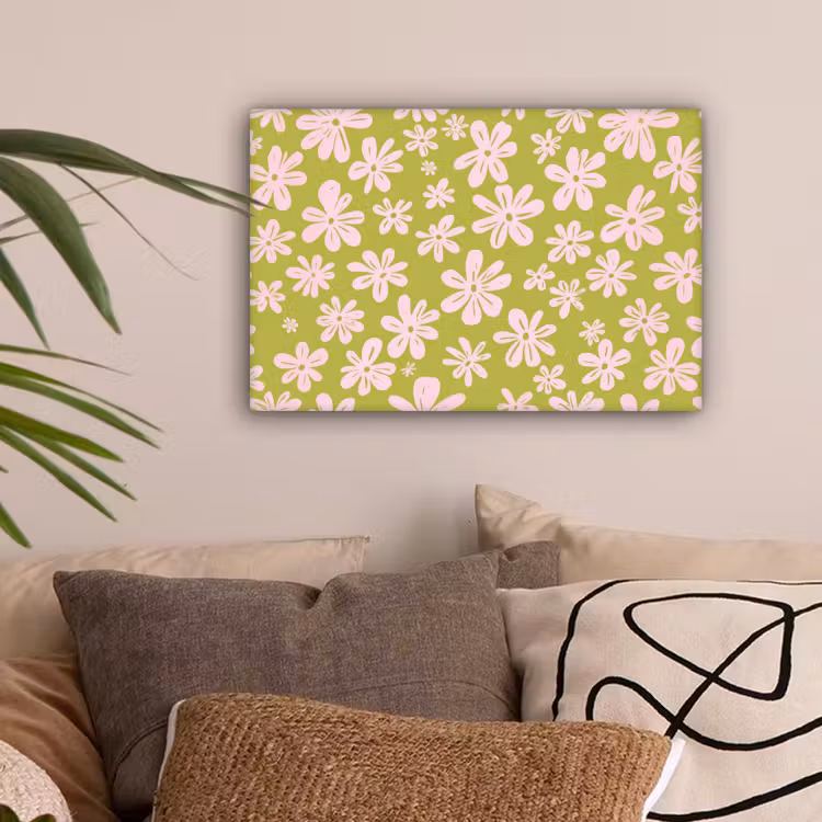 Bloemen - Roze - Getekend - Patroon canvas 2cm klein -sfeer1