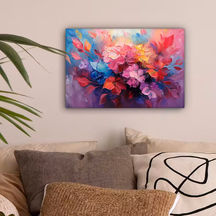 Bloemen - Roze - Watercolor - Kunst canvas 2cm klein -sfeer1