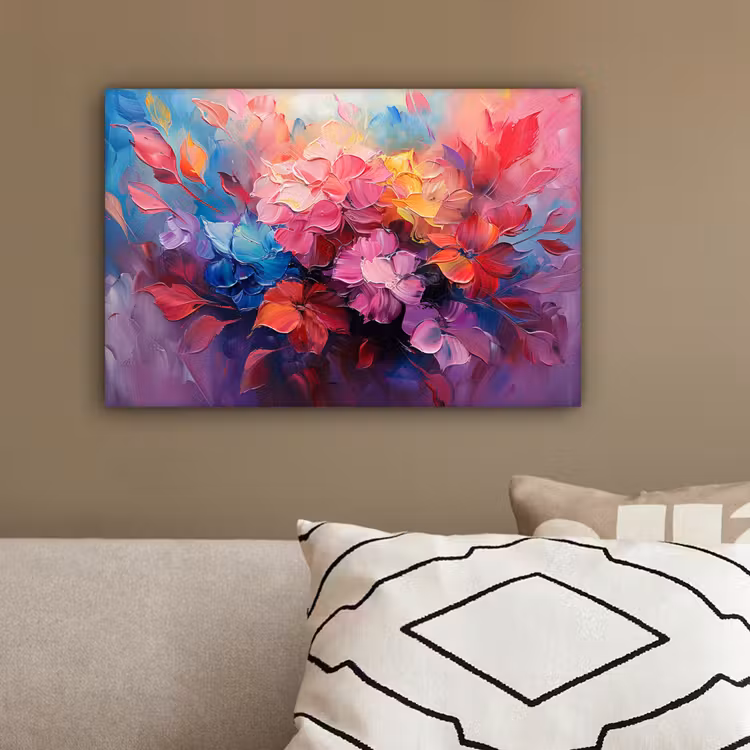Bloemen - Roze - Watercolor - Kunst canvas 2cm klein -sfeer3