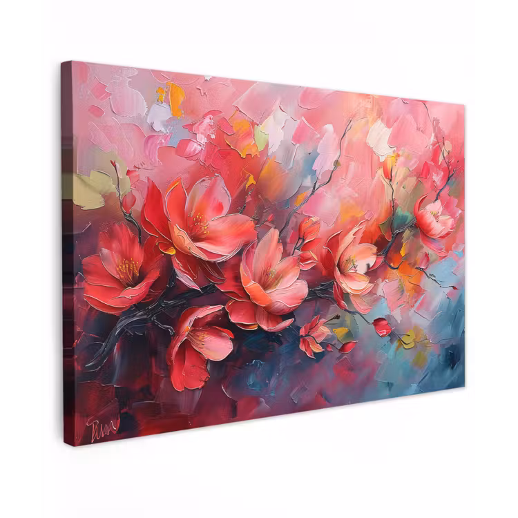 Bloemen - Roze - Watercolor - Natuur- Kunst canvas 2cm klein -z3d