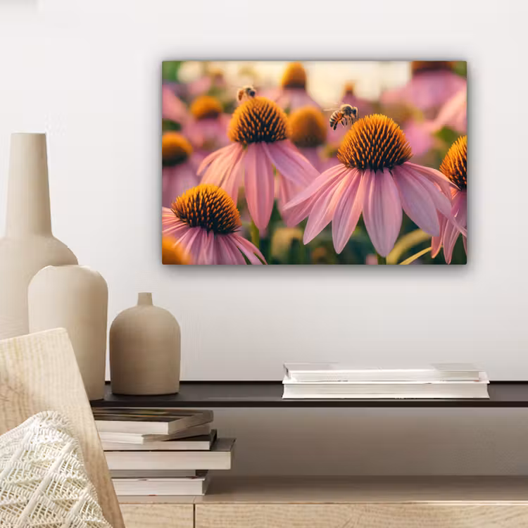 Bloemen - Paars - Bijen canvas 2cm klein -sfeer6