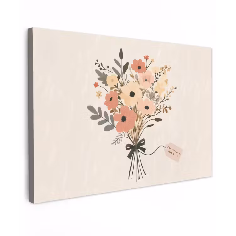Bloemen - Quote - Beige - Lint canvas 2cm klein -z3d