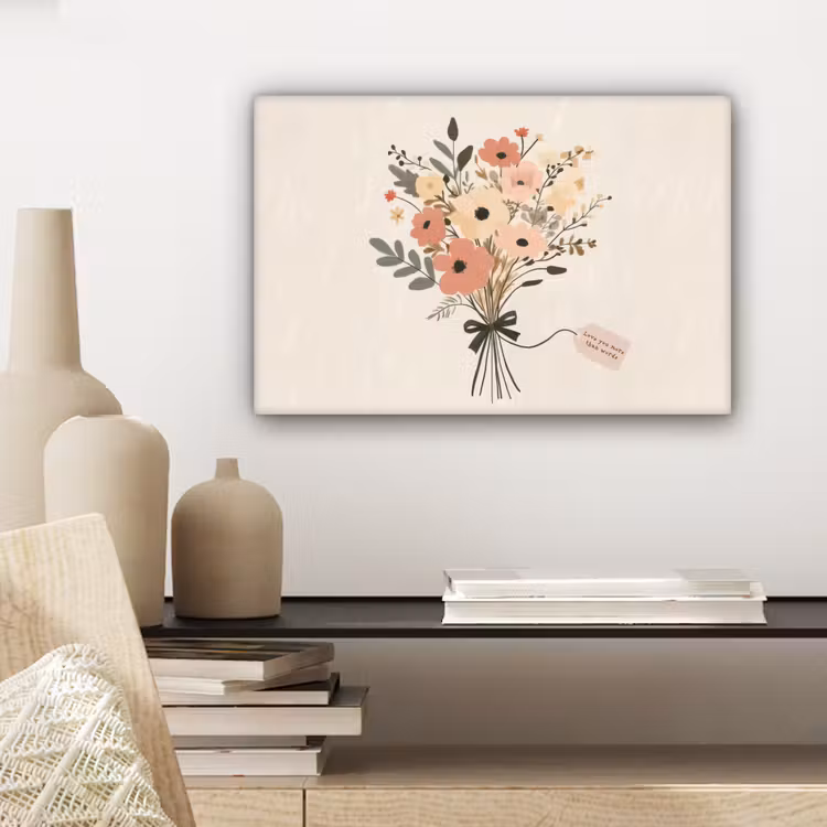 Bloemen - Quote - Beige - Lint canvas 2cm klein -sfeer6