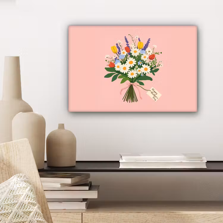 Bloemen - Lint - Kaartje canvas 2cm klein -sfeer6