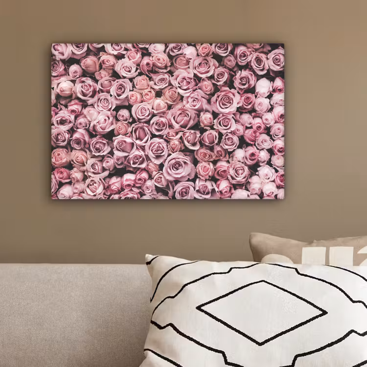 Bloemen - Rozen - Natuur - Roze - Botanisch canvas 2cm klein -sfeer3