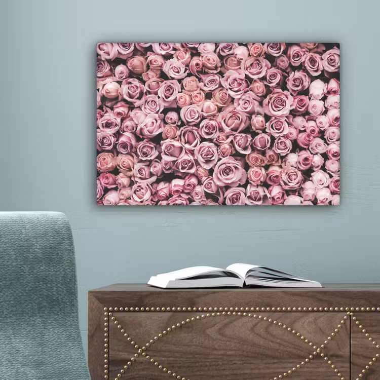 Bloemen - Rozen - Natuur - Roze - Botanisch canvas 2cm klein -sfeer4