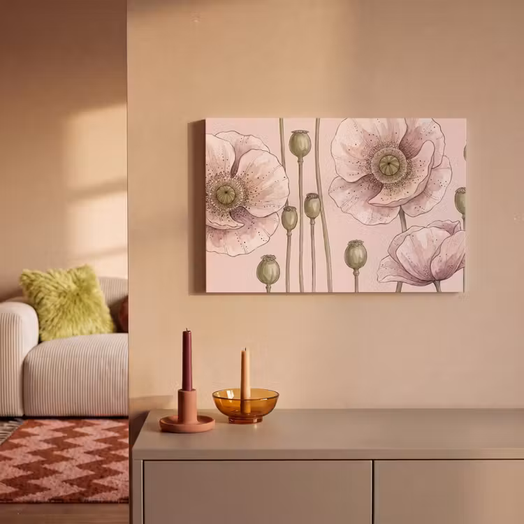 Bloemen - Zomer - Natuur - Aquarel - Roze canvas 2cm klein -sfeer1