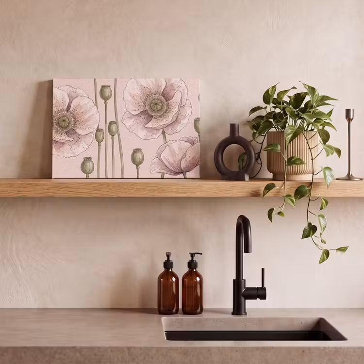 Bloemen - Zomer - Natuur - Aquarel - Roze canvas 2cm klein -sfeer3