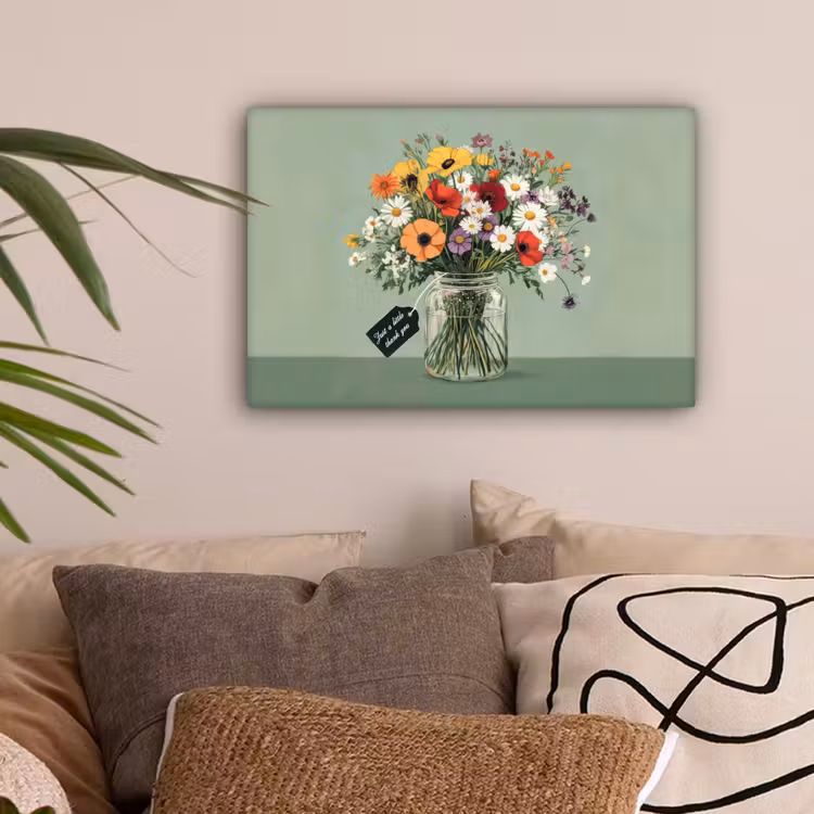 Bloemen - Vaas - Kaartje canvas 2cm klein -sfeer1