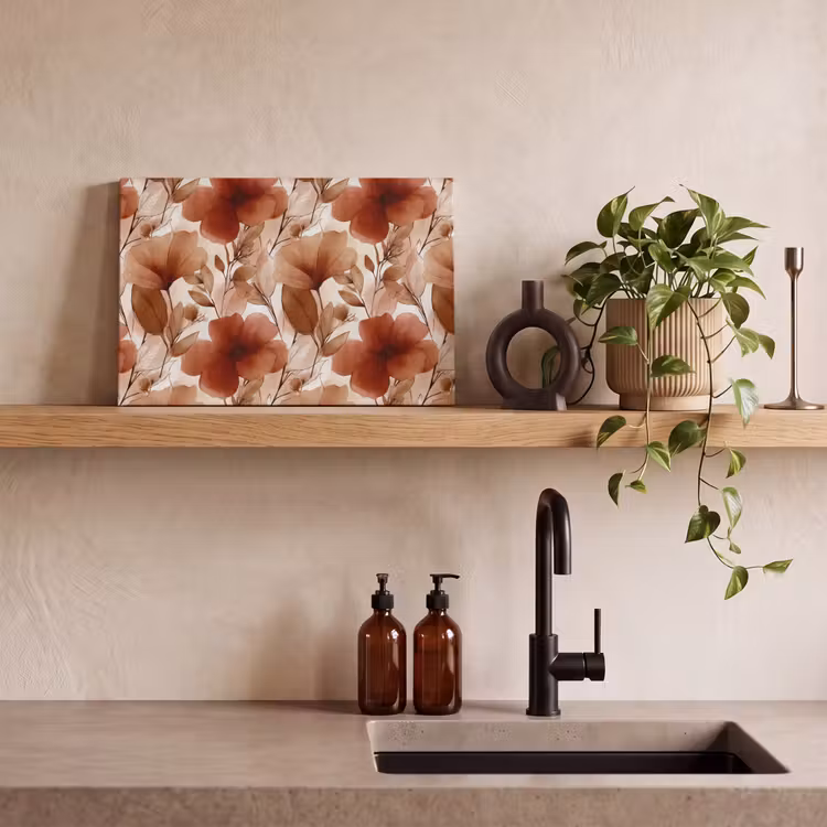 Bloemen - Aquarel - Botanisch - Terracotta canvas 2cm klein 34 -sfeer3