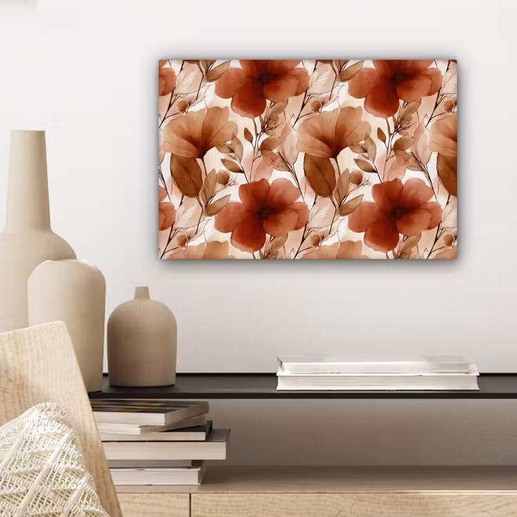 Bloemen - Aquarel - Botanisch - Terracotta canvas 2cm klein 34 -sfeer6