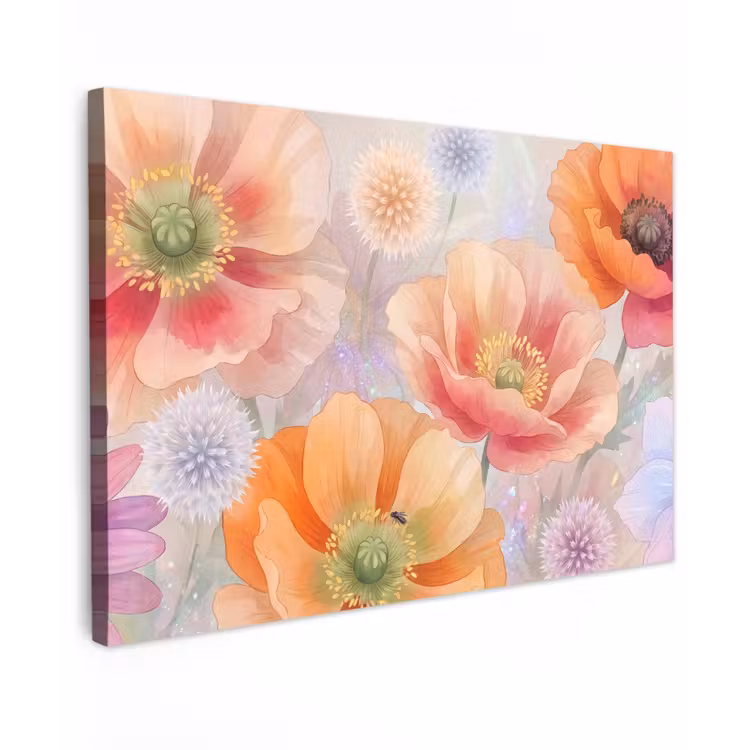 Bloemen - Aquarel - Natuur - Modern - Kleurrijk canvas 2cm klein -z3d