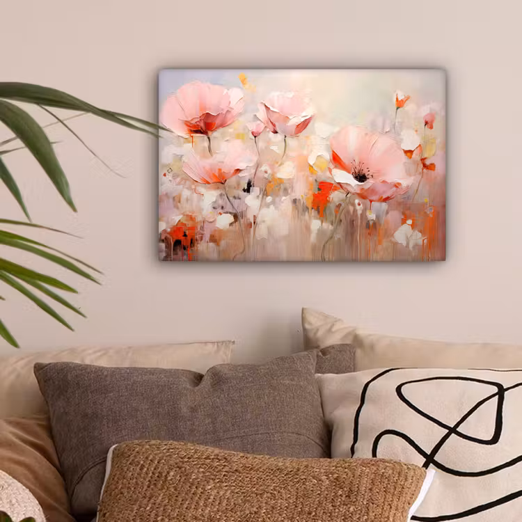 Bloemen - Watercolor - Roze - Abstract - Kunst canvas 2cm klein -sfeer1