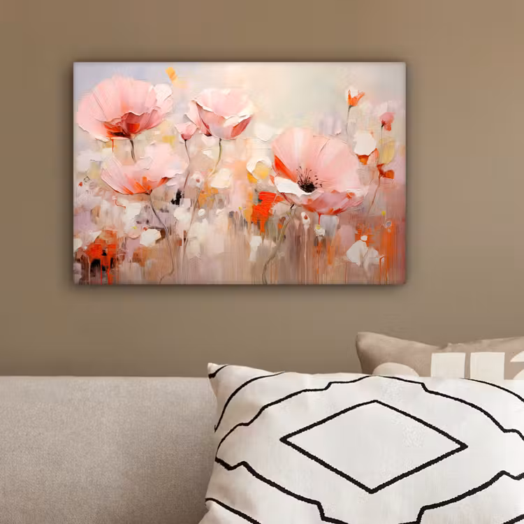 Bloemen - Watercolor - Roze - Abstract - Kunst canvas 2cm klein -sfeer3