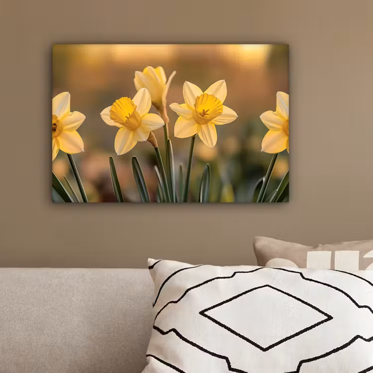 Bloemen - Geel - Wazig canvas 2cm klein -sfeer3