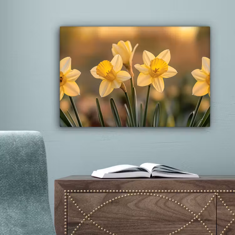 Bloemen - Geel - Wazig canvas 2cm klein -sfeer4