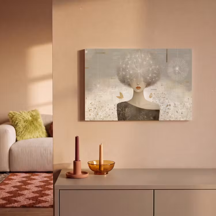 Pluis - Vrouw - Beige canvas 2cm klein -sfeer1