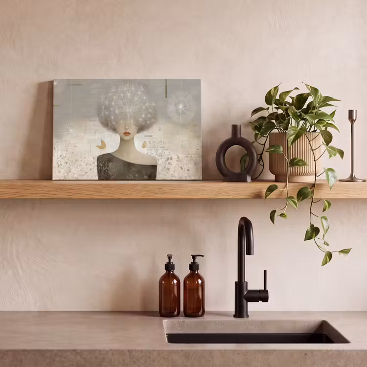 Pluis - Vrouw - Beige canvas 2cm klein -sfeer3