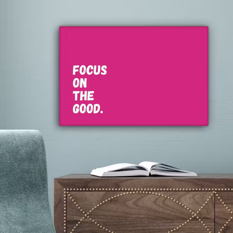 Focus on the good - Roze - Simple canvas 2cm klein -sfeer4
