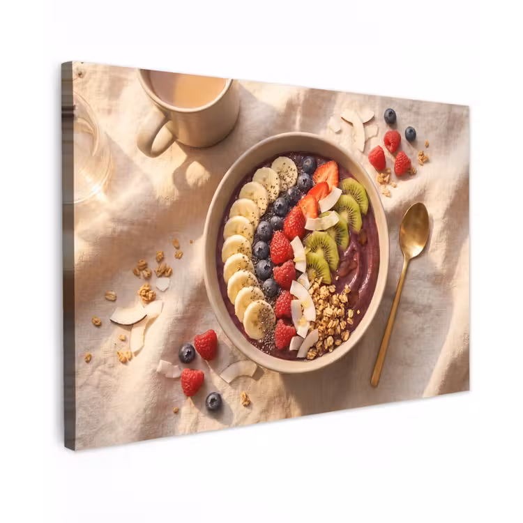 Eten - Ontbijtkom - Fruit - Gezond - Kleurrijk canvas 2cm klein -z3d