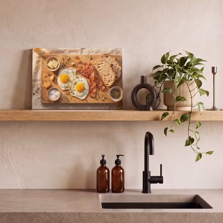 Eten - Ontbijt - Hout - Rustiek - Geel canvas 2cm klein -sfeer3