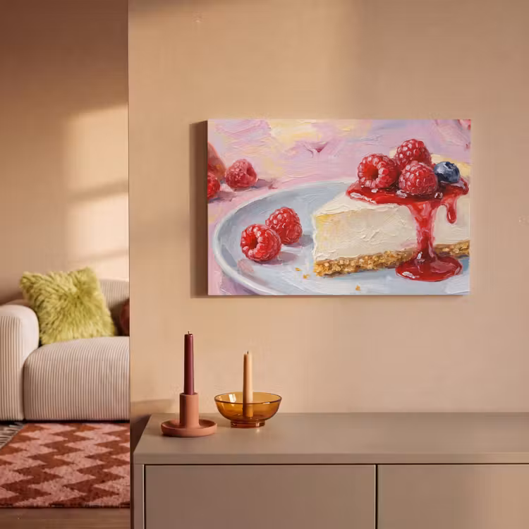 Eten - Cheesecake - Bessen - Abstract - Roze canvas 2cm klein -sfeer1